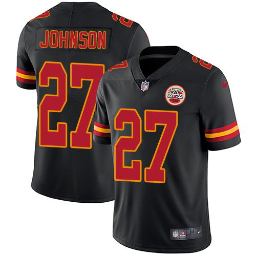 Youth Nike Kansas City Chiefs #27 Larry Johnson Limited Black Rush Vapor Untouchable NFL Jersey