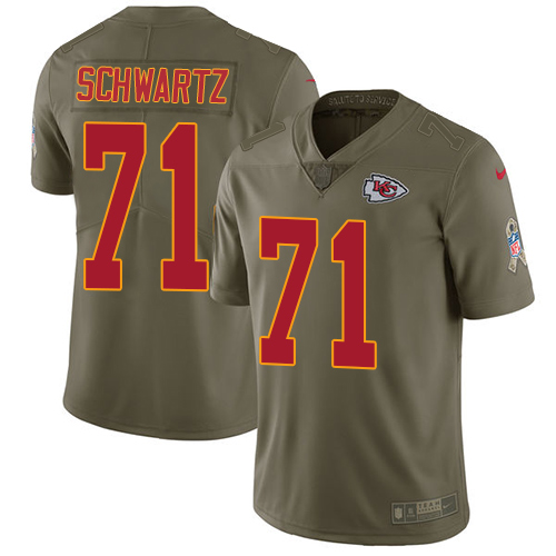 Youth Nike Kansas City Chiefs #71 Mitchell Schwartz Limited Olive 2017 Salute to Service NFL Jersey
