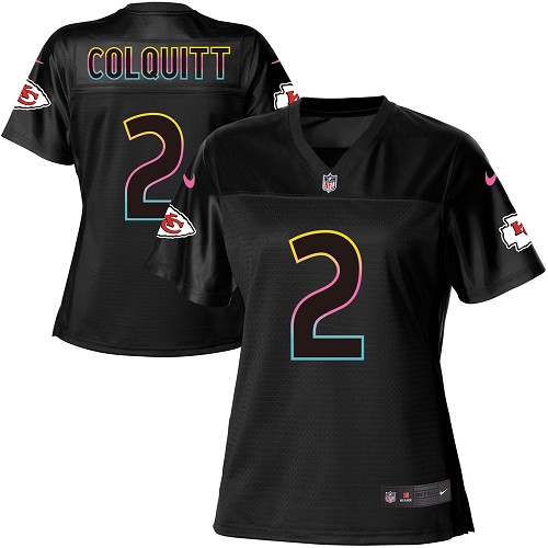Women's Nike Kansas City Chiefs #2 Dustin Colquitt Game Black Fashion NFL Jersey