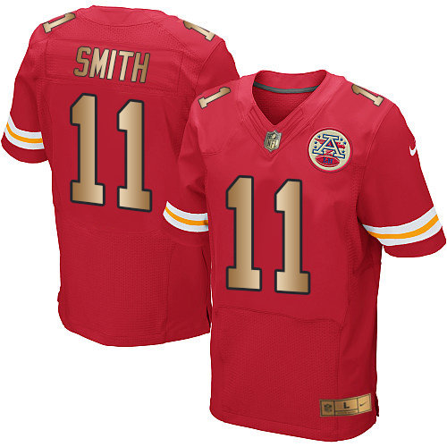 Men's Nike Kansas City Chiefs #11 Alex Smith Elite Red/Gold Team Color NFL Jersey