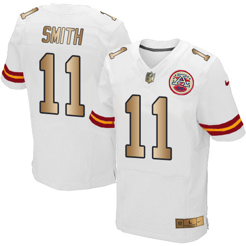 Men's Nike Kansas City Chiefs #11 Alex Smith Elite White/Gold NFL Jersey