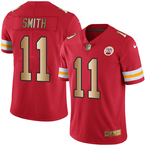 Men's Nike Kansas City Chiefs #11 Alex Smith Limited Red/Gold Rush Vapor Untouchable NFL Jersey