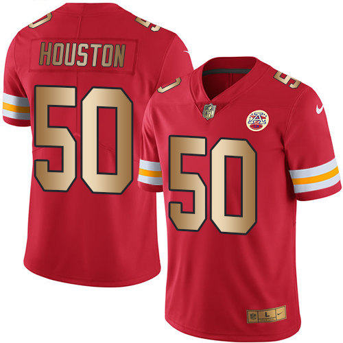 Men's Nike Kansas City Chiefs #50 Justin Houston Limited Red/Gold Rush Vapor Untouchable NFL Jersey