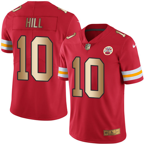 Men's Nike Kansas City Chiefs #10 Tyreek Hill Limited Red/Gold Rush Vapor Untouchable NFL Jersey