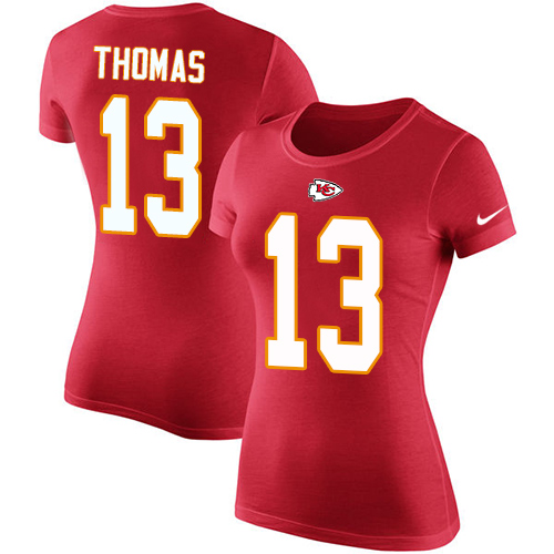 NFL Women's Nike Kansas City Chiefs #13 De'Anthony Thomas Red Rush Pride Name & Number T-Shirt