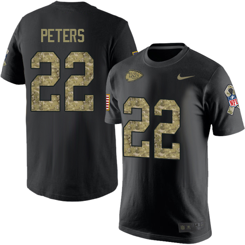 NFL Men's Nike Kansas City Chiefs #22 Marcus Peters Black Camo Salute to Service T-Shirt