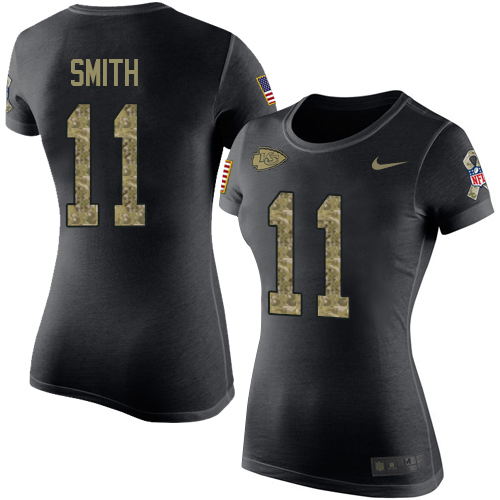 NFL Women's Nike Kansas City Chiefs #11 Alex Smith Black Camo Salute to Service T-Shirt
