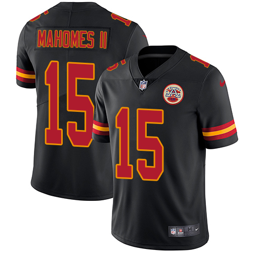 Youth Nike Kansas City Chiefs #15 Patrick Mahomes II Limited Black Rush Vapor Untouchable NFL Jersey