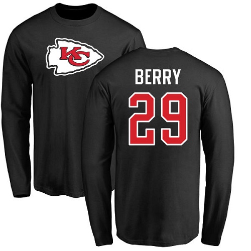 NFL Nike Kansas City Chiefs #29 Eric Berry Black Name & Number Logo Long Sleeve T-Shirt