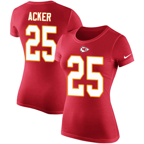 NFL Women's Nike Kansas City Chiefs #25 Kenneth Acker Red Rush Pride Name & Number T-Shirt
