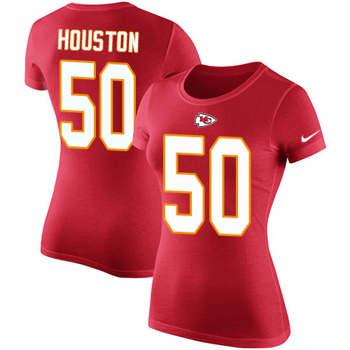 NFL Women's Nike Kansas City Chiefs #50 Justin Houston Red Rush Pride Name & Number T-Shirt