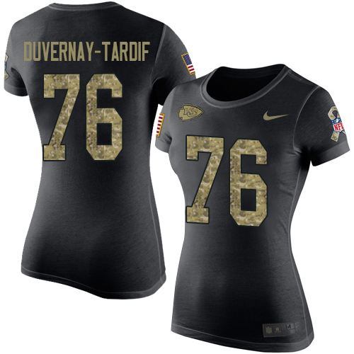 NFL Women's Nike Kansas City Chiefs #76 Laurent Duvernay-Tardif Black Camo Salute to Service T-Shirt