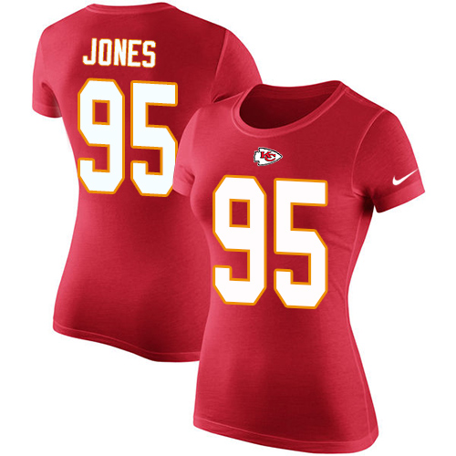 NFL Women's Nike Kansas City Chiefs #95 Chris Jones Red Rush Pride Name & Number T-Shirt