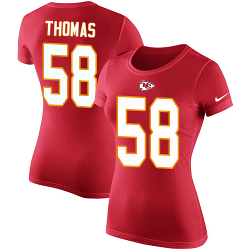 NFL Women's Nike Kansas City Chiefs #58 Derrick Thomas Red Rush Pride Name & Number T-Shirt