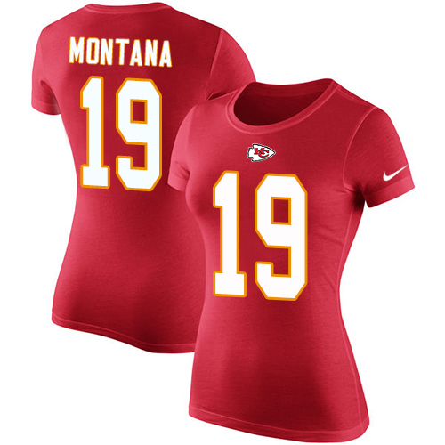 NFL Women's Nike Kansas City Chiefs #19 Joe Montana Red Rush Pride Name & Number T-Shirt