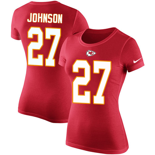 NFL Women's Nike Kansas City Chiefs #27 Larry Johnson Red Rush Pride Name & Number T-Shirt