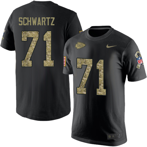 NFL Men's Nike Kansas City Chiefs #71 Mitchell Schwartz Black Camo Salute to Service T-Shirt