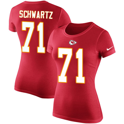 NFL Women's Nike Kansas City Chiefs #71 Mitchell Schwartz Red Rush Pride Name & Number T-Shirt