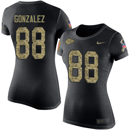 NFL Women's Nike Kansas City Chiefs #88 Tony Gonzalez Black Camo Salute to Service T-Shirt