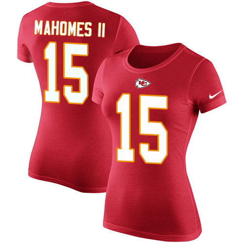 NFL Women's Nike Kansas City Chiefs #15 Patrick Mahomes II Red Rush Pride Name & Number T-Shirt