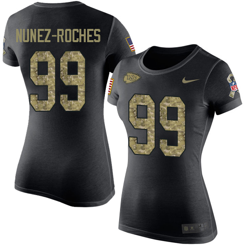 NFL Women's Nike Kansas City Chiefs #99 Rakeem Nunez-Roches Black Camo Salute to Service T-Shirt