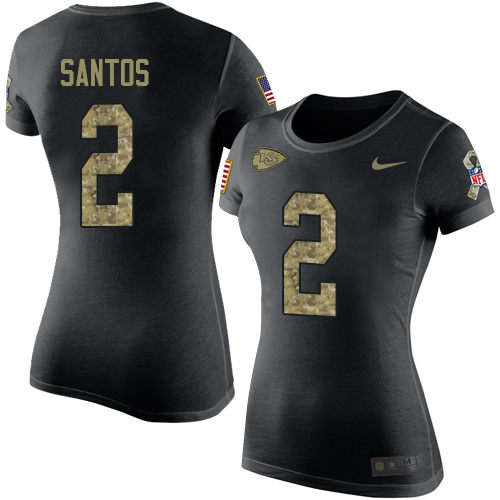 NFL Women's Nike Kansas City Chiefs #2 Cairo Santos Black Camo Salute to Service T-Shirt