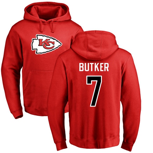 NFL Nike Kansas City Chiefs #7 Harrison Butker Red Name & Number Logo Pullover Hoodie