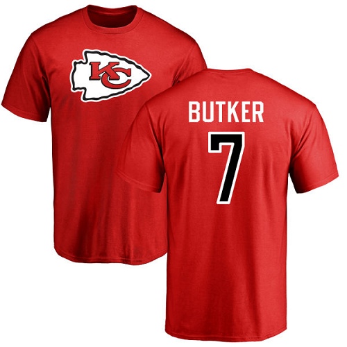 NFL Nike Kansas City Chiefs #7 Harrison Butker Red Name & Number Logo T-Shirt