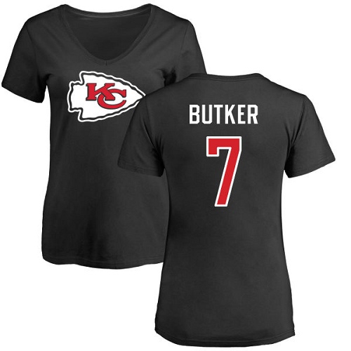 NFL Women's Nike Kansas City Chiefs #7 Harrison Butker Black Name & Number Logo Slim Fit T-Shirt