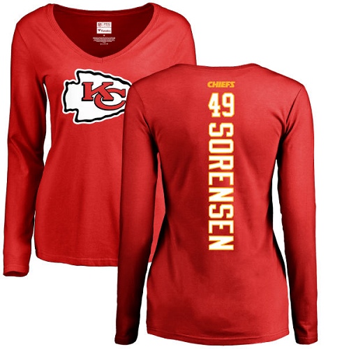 NFL Women's Nike Kansas City Chiefs #49 Daniel Sorensen Red Backer Slim Fit Long Sleeve T-Shirt