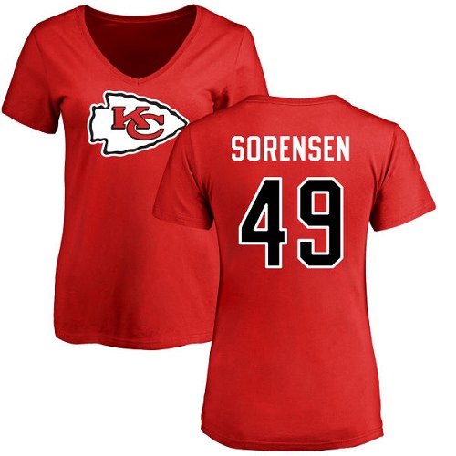 NFL Women's Nike Kansas City Chiefs #49 Daniel Sorensen Red Name & Number Logo Slim Fit T-Shirt