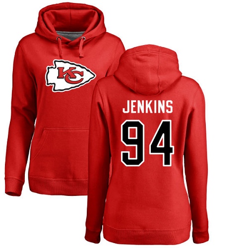 NFL Women's Nike Kansas City Chiefs #94 Jarvis Jenkins Red Name & Number Logo Pullover Hoodie