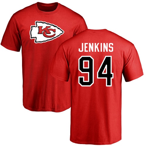 NFL Nike Kansas City Chiefs #94 Jarvis Jenkins Red Name & Number Logo T-Shirt