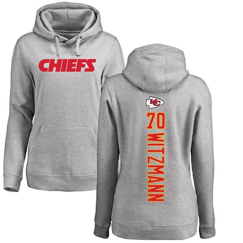 NFL Women's Nike Kansas City Chiefs #70 Bryan Witzmann Ash Backer Pullover Hoodie