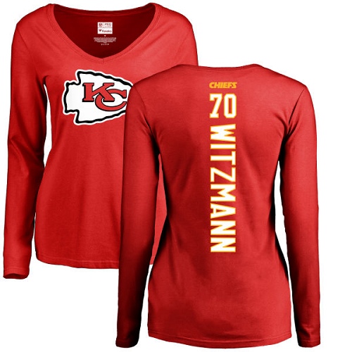 NFL Women's Nike Kansas City Chiefs #70 Bryan Witzmann Red Backer Slim Fit Long Sleeve T-Shirt