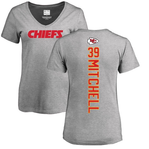 NFL Women's Nike Kansas City Chiefs #39 Terrance Mitchell Ash Backer V-Neck T-Shirt