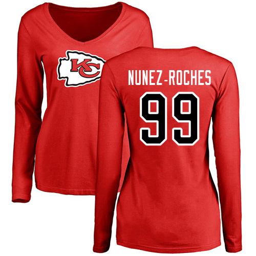 NFL Women's Nike Kansas City Chiefs #99 Rakeem Nunez-Roches Red Name & Number Logo Slim Fit Long Sleeve T-Shirt