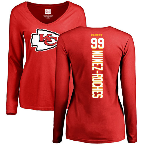 NFL Women's Nike Kansas City Chiefs #99 Rakeem Nunez-Roches Red Backer Slim Fit Long Sleeve T-Shirt