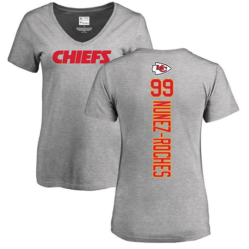 NFL Women's Nike Kansas City Chiefs #99 Rakeem Nunez-Roches Ash Backer V-Neck T-Shirt