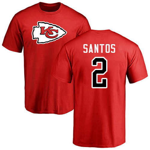 NFL Nike Kansas City Chiefs #2 Cairo Santos Red Name & Number Logo T-Shirt