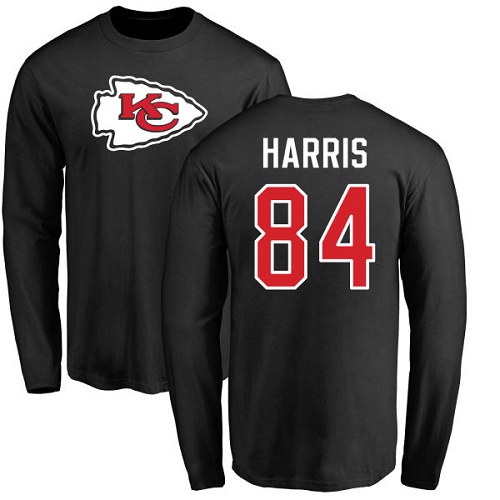 NFL Nike Kansas City Chiefs #84 Demetrius Harris Black Name & Number Logo Long Sleeve T-Shirt