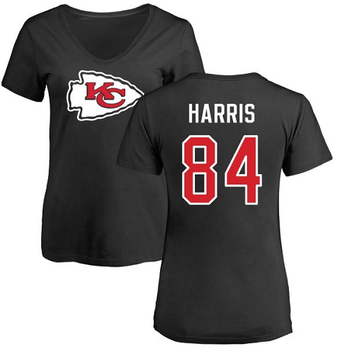 NFL Women's Nike Kansas City Chiefs #84 Demetrius Harris Black Name & Number Logo Slim Fit T-Shirt