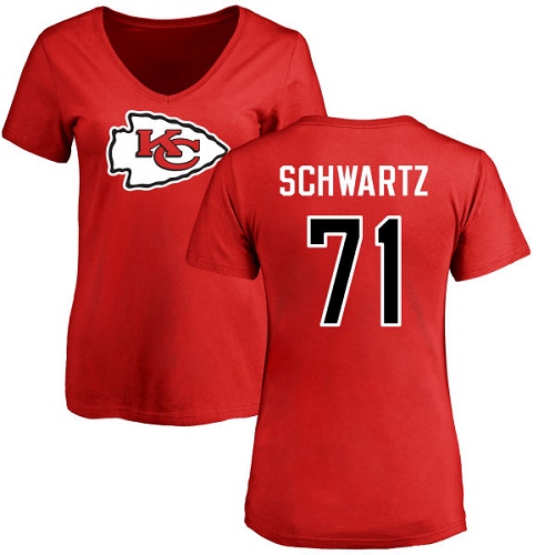 NFL Women's Nike Kansas City Chiefs #71 Mitchell Schwartz Red Name & Number Logo Slim Fit T-Shirt