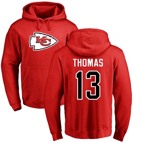 NFL Nike Kansas City Chiefs #13 De'Anthony Thomas Red Name & Number Logo Pullover Hoodie
