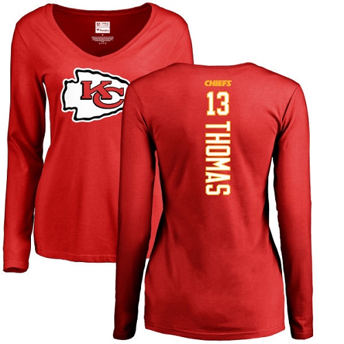 NFL Women's Nike Kansas City Chiefs #13 De'Anthony Thomas Red Backer Slim Fit Long Sleeve T-Shirt