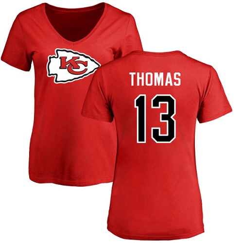 NFL Women's Nike Kansas City Chiefs #13 De'Anthony Thomas Red Name & Number Logo Slim Fit T-Shirt