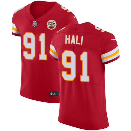 Men's Nike Kansas City Chiefs #91 Tamba Hali Red Team Color Vapor Untouchable Elite Player NFL Jersey