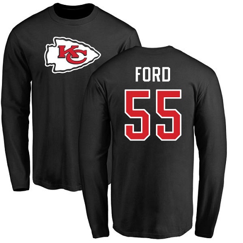 NFL Nike Kansas City Chiefs #55 Dee Ford Black Name & Number Logo Long Sleeve T-Shirt