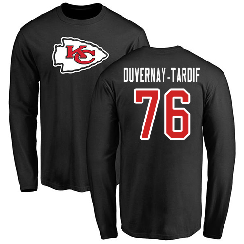 NFL Nike Kansas City Chiefs #76 Laurent Duvernay-Tardif Black Name & Number Logo Long Sleeve T-Shirt
