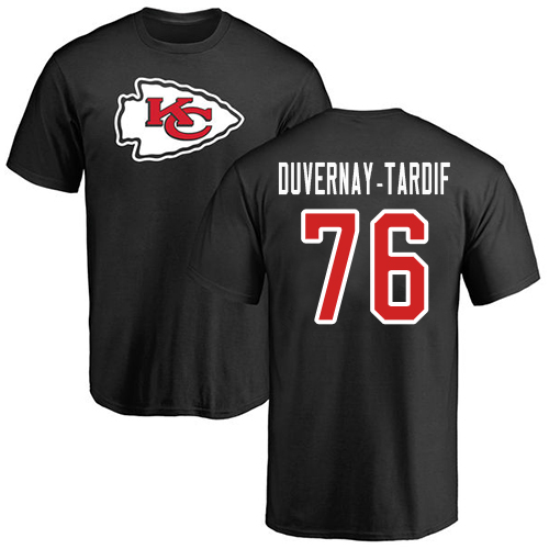 NFL Nike Kansas City Chiefs #76 Laurent Duvernay-Tardif Black Name & Number Logo T-Shirt